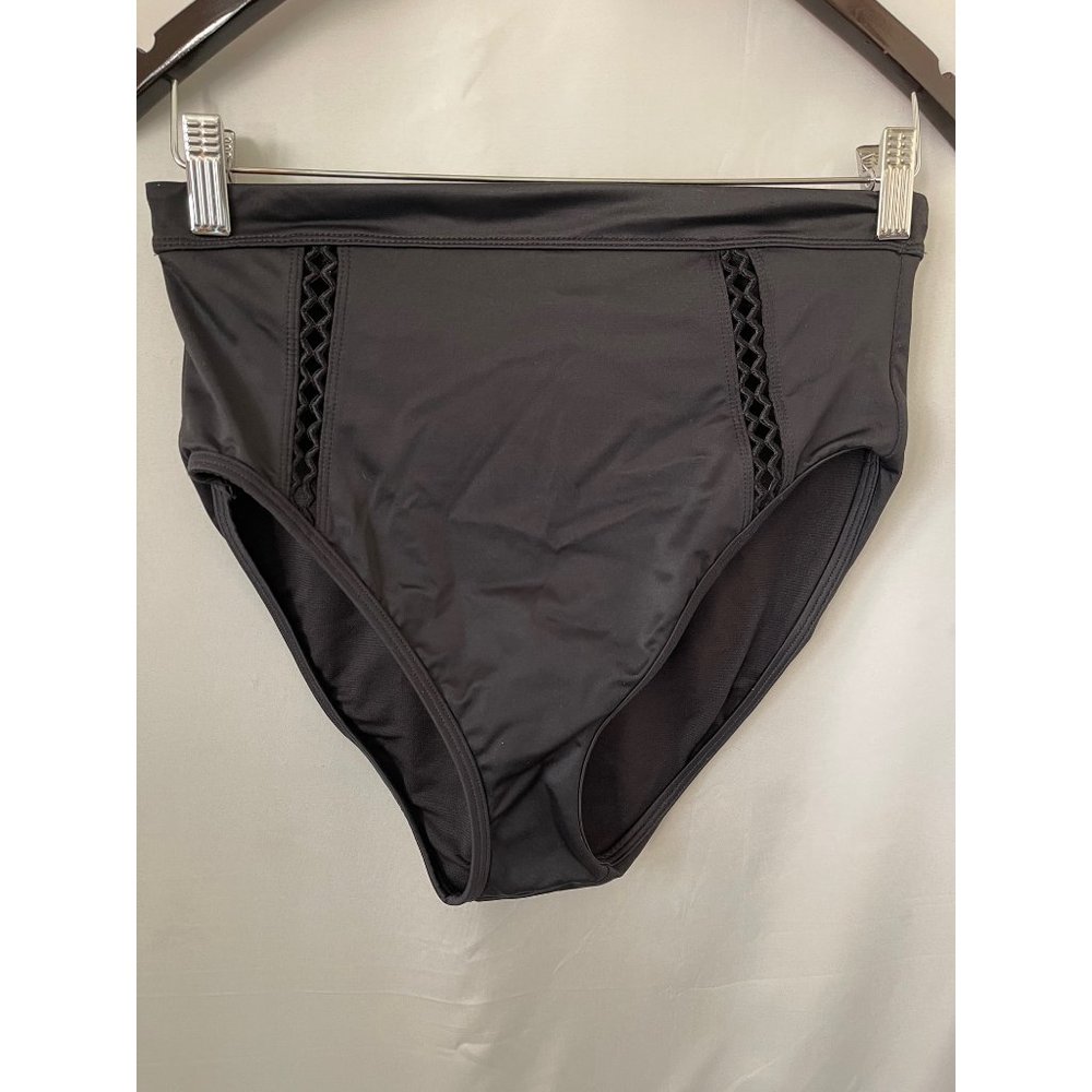 Beach Betty Black Open Zig Zag Design Front High Waist Front Bikini Bottoms - Picture 9 of 9